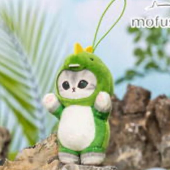 New Mofusand Monster Nyan Mascot Green Dinosaur Costume Cat Plush Japan 10cm - Picture 1 of 4